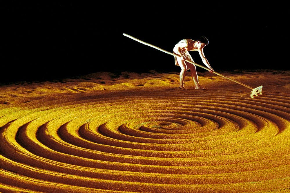 Cloud Gate Dance Theatre of Taiwan will perform tonight with 3.5 tons of rice on stage. Courtesy of Joe Florence.
