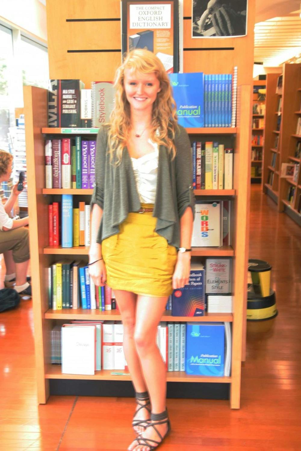 	<p>Alexandra Dempsey takes a break from classes at <span class="caps">UNC</span> Student Stores.</p>