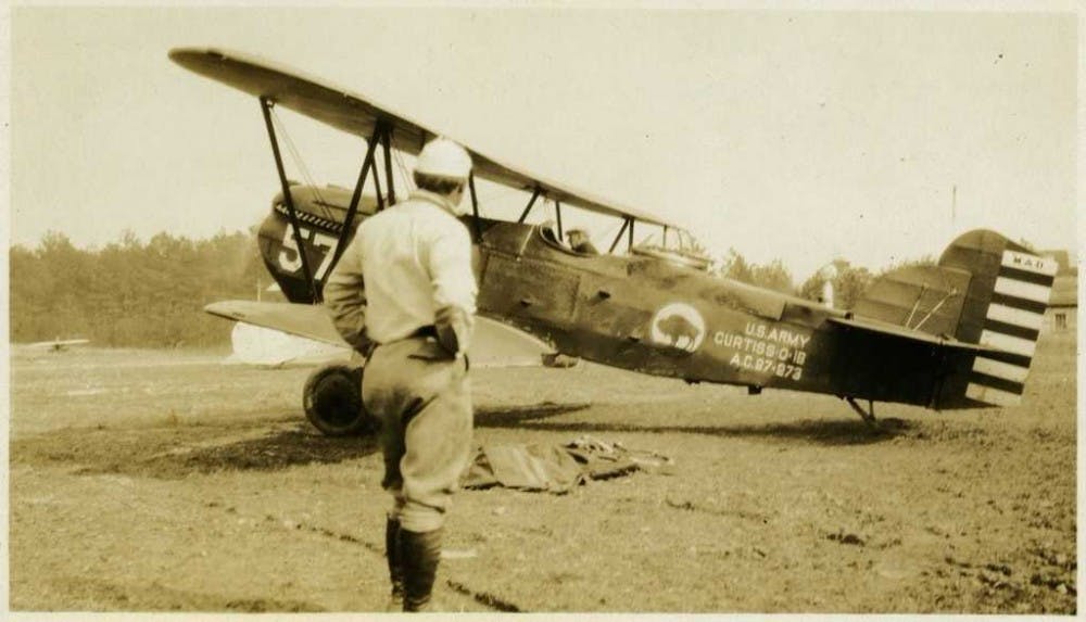 A U.S. Army Curtiss plane on Martindale Field, which later became Horace Williams Airport. Taken in the 1930s. Photo courtesy of the Chapel Hill Historical Society.
