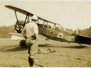 A U.S. Army Curtiss plane on Martindale Field, which later became Horace Williams Airport. Taken in the 1930s. Photo courtesy of the Chapel Hill Historical Society.
