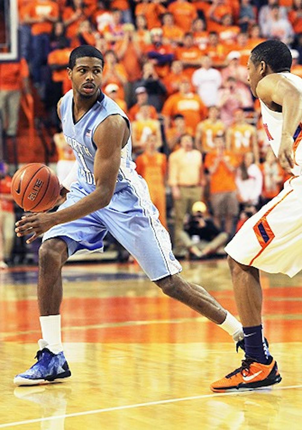 	Dexter Strickland dribbles away from his defender against Clemson. Strickland finished with 16 points. 