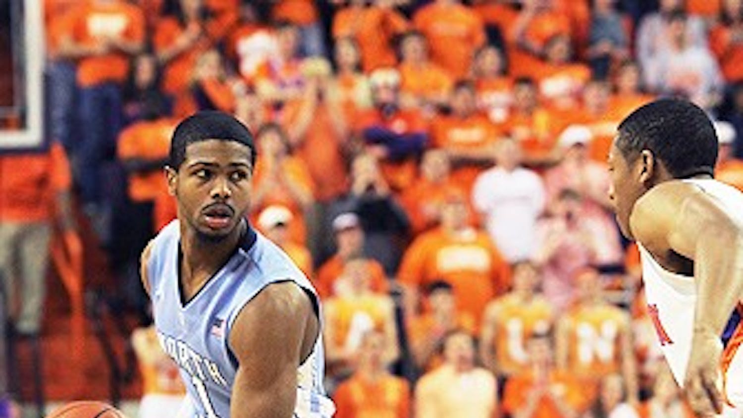 	Dexter Strickland dribbles away from his defender against Clemson. Strickland finished with 16 points. 