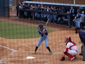 UNC softball Katie Perkins (11) gets ready to bat during the last game of the ACC Big 10 Challenge versus Wisconsin on Sunday, Feb. 16, 2020. UNC lost 8-3.