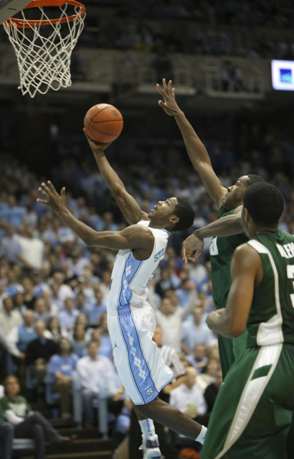 Dexter Strickland brings a drive to the basket that went unequaled by any Tar Heel guard last season. The
sophomore will return to his normal position of 2-guard this year with the addition of Kendall Marshall.