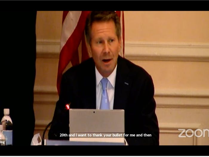 UNC Chancellor Kevin Guzkiewicz speaks during a Board of Trustees meeting on Thursday. 