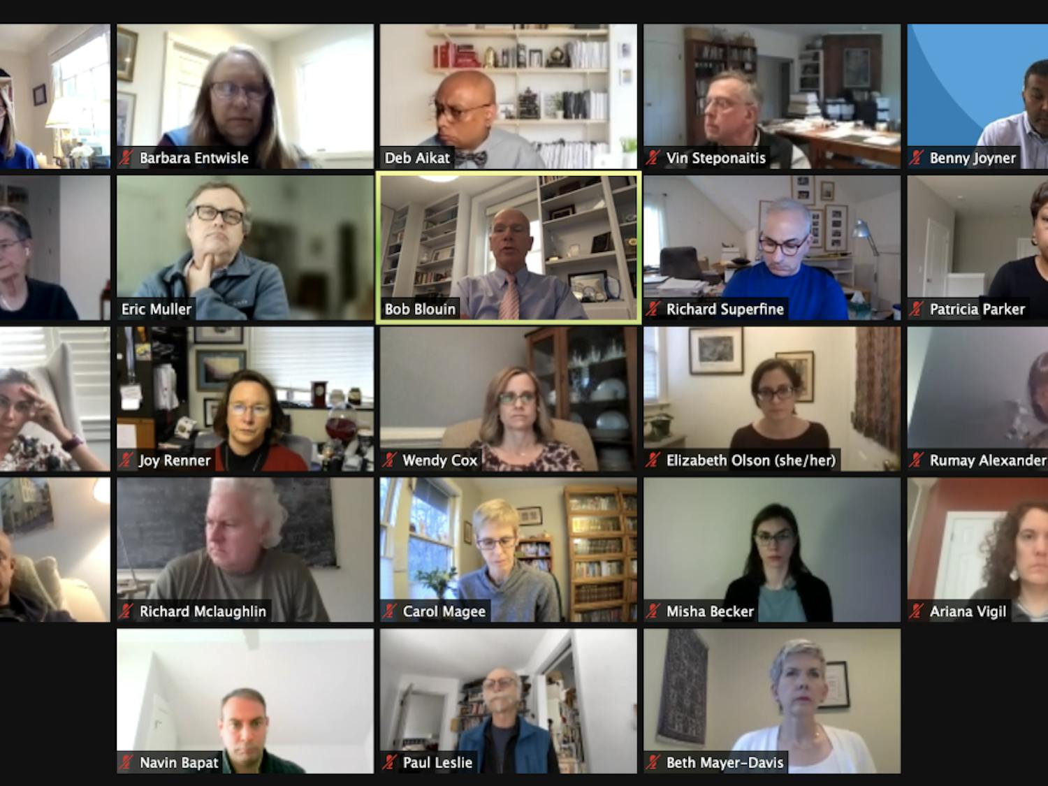 Screenshot from the Faculty Executive Committee meeting on Monday, March 1, 2021.