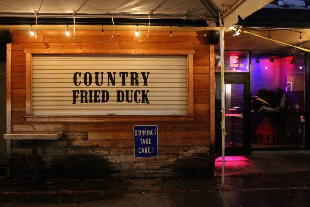 Country Fried Duck lost its liquor license, however it reopened with the new name "Night School" and a new liquor license.