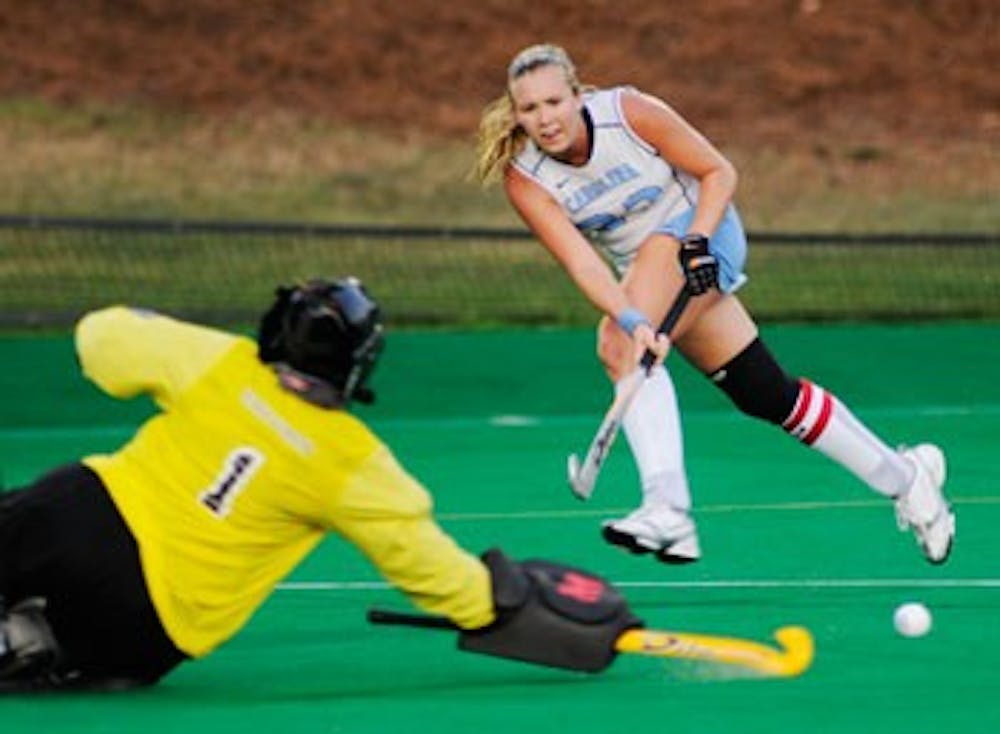 Dani Forword launches a shot during No. 4 North Carolina’s 4-1 defeat of No. 2 Wake Forest in Chapel Hill on Friday.