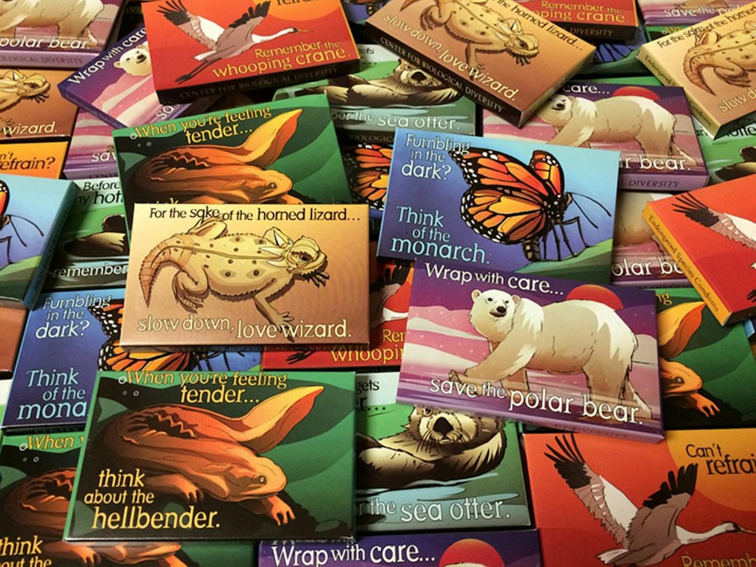 The Center for Biological Diversity sent the city of Durham 40,000 condoms for Valentine's Day in an effort to raise awareness for wildlife conservation. Durham was named one of the U.S.'s most "sex-crazed" cities. Photo courtesy of the Center for Biological Diversity.&nbsp;
