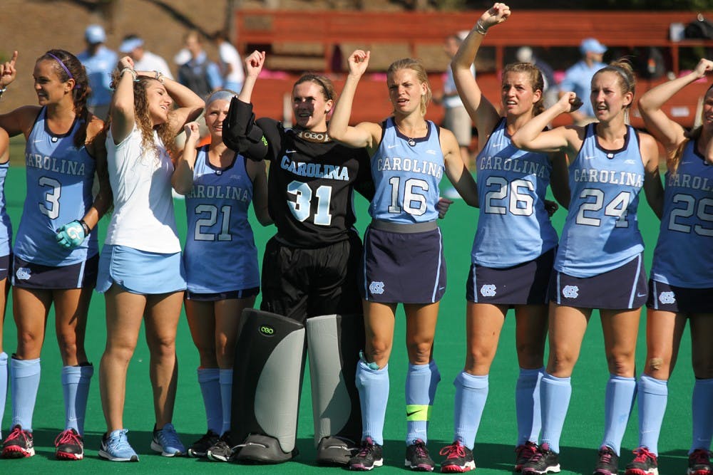 <p>Shannon Johnson (31) will be the new goalie for the remaining games in the NCAA field hockey tournament.&nbsp;</p>
