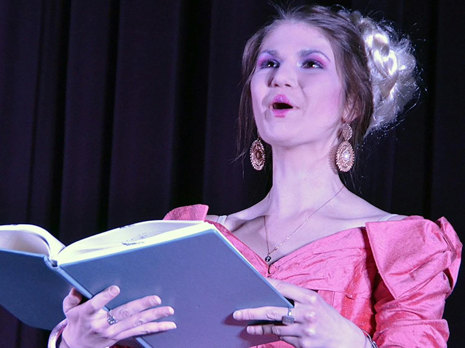 Annie Keller, as Effy, performs on Thursday evening in the upcoming production of the Hunger Games by Pauper's Broadway Melodies.