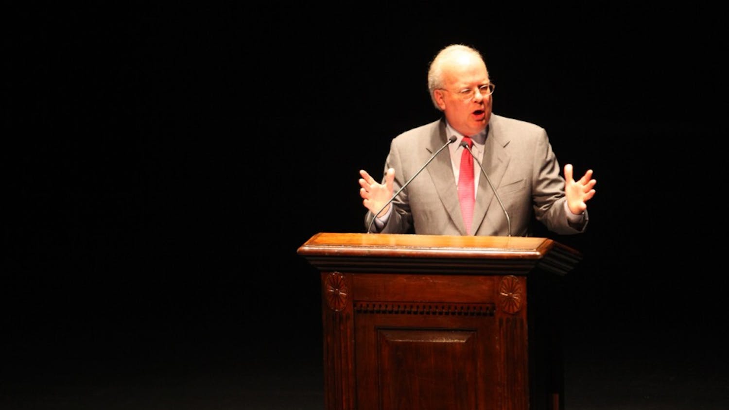 Karl Rove, adviser to former President George W. Bush, speaks at Memorial Hall Monday. The event was sponsored by UNC College Republicans.