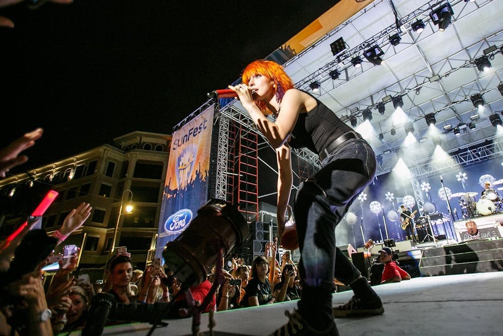 Hayley Williams performs with Paramore on the Ford stage during Sunfest in downtown West Palm Beach on April 30, 2015. Photo courtesy of TNS. 