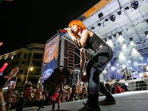 Hayley Williams performs with Paramore on the Ford stage during Sunfest in downtown West Palm Beach on April 30, 2015. Photo courtesy of TNS. 