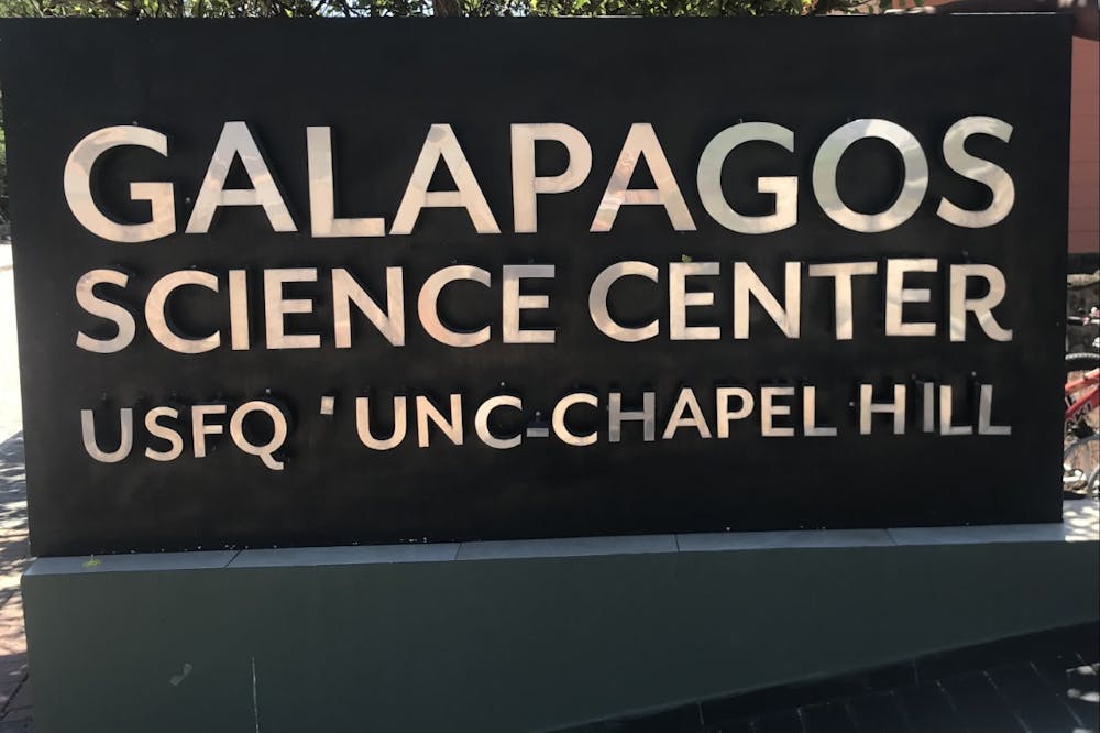 <p>The Galapagos Science Center sign on San Cristobal Island, Ecuador is pictured on Aug. 1, 2019.&nbsp;</p>