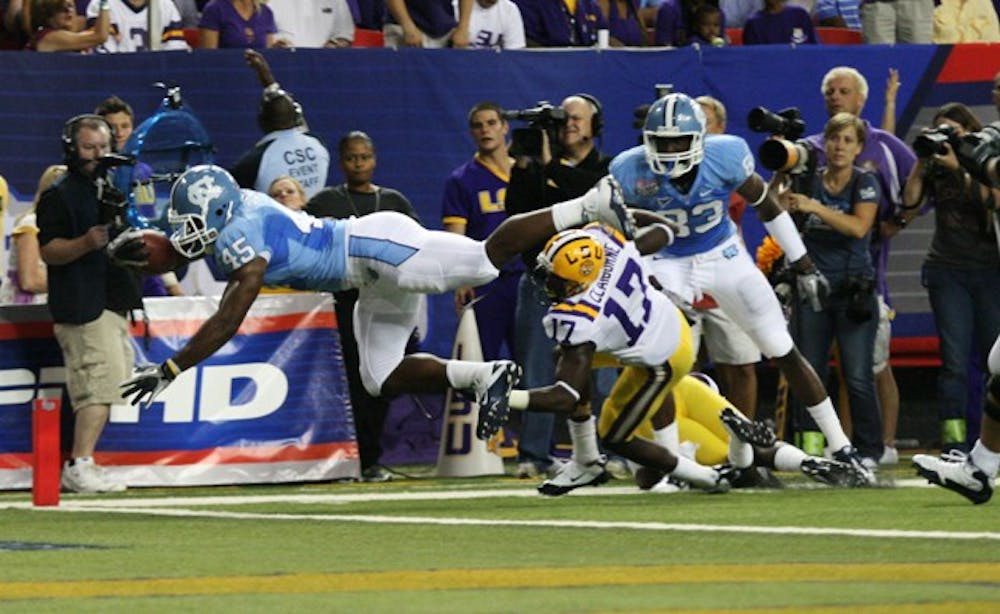 Fullback Devon Ramsay scored UNC's only touchdown of the first half.