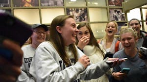 Savannah Putnam reacts to winning the 2018 UNC Student Body President Election on Feb. 13.