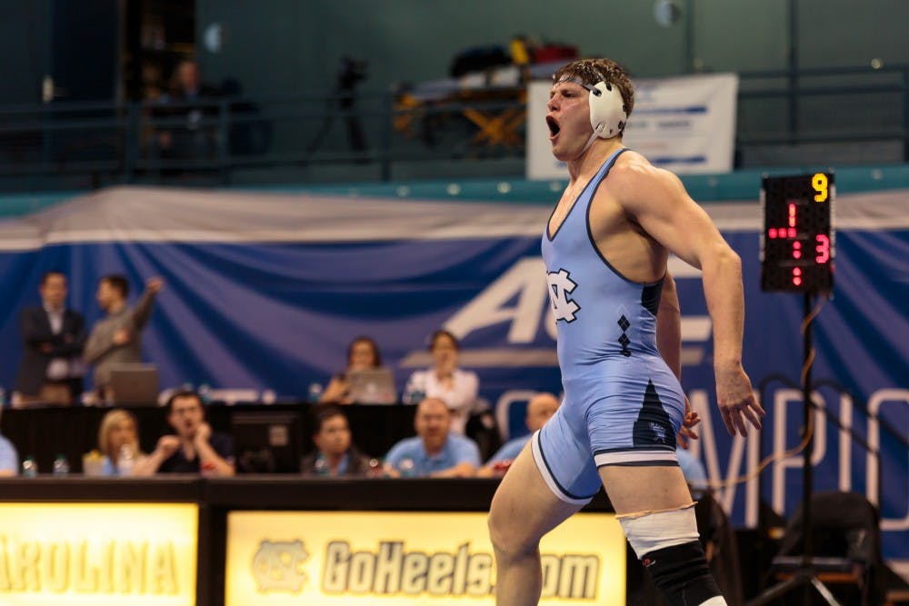 <p>UNC redshirt senior Cory Daniel placed second in the heavyweight class at the ACC Championship last season on March 3 at Carmichael Arena.</p>