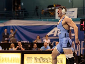 UNC redshirt senior Cory Daniel placed second in the heavyweight class at the ACC Championship last season on March 3 at Carmichael Arena.
