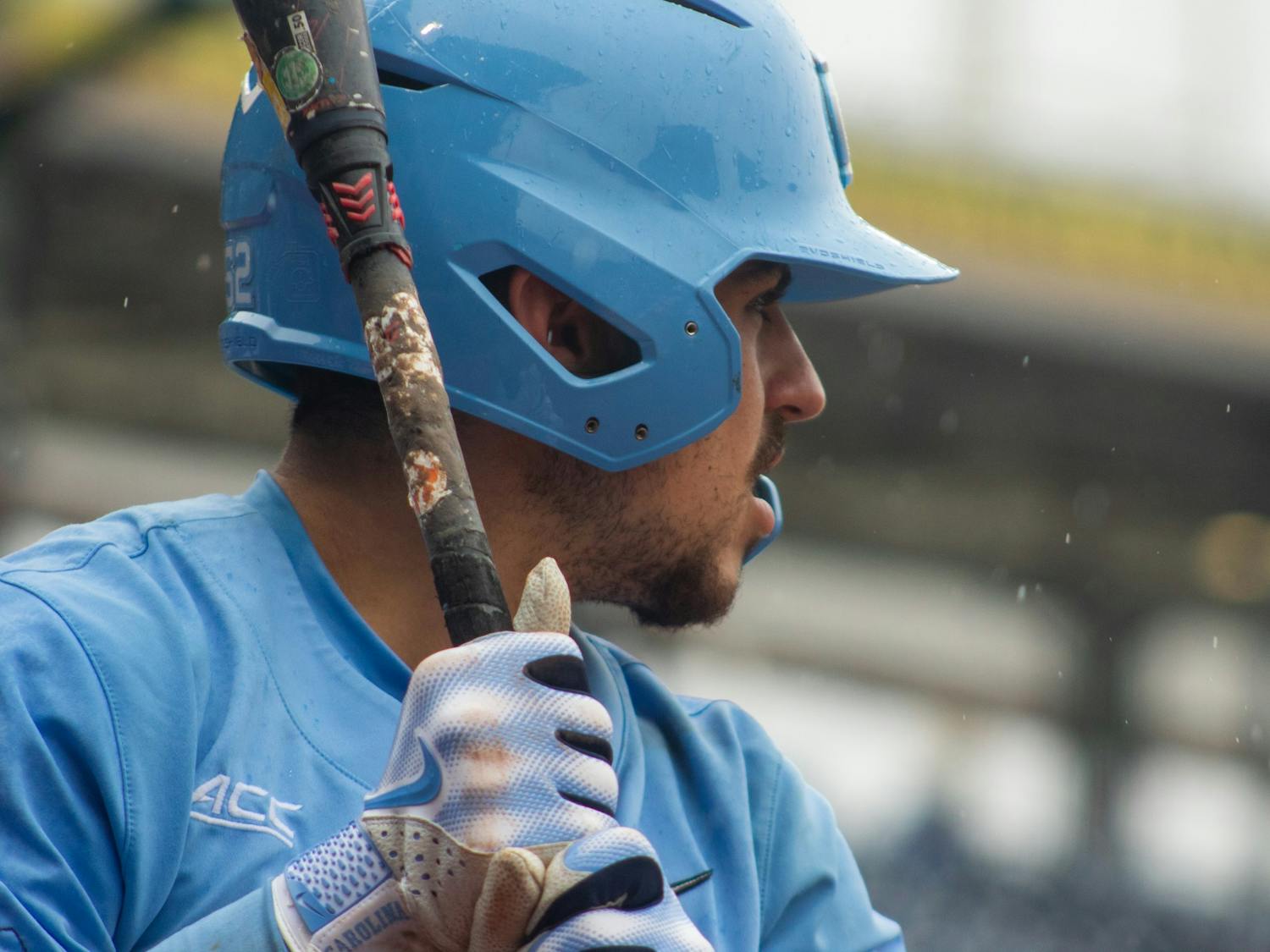 Junior catcher Tomas Frick prepares for an at-bat against Clemson on Saturday, May 27, 2023. UNC lost to the Tigers, 10-4.