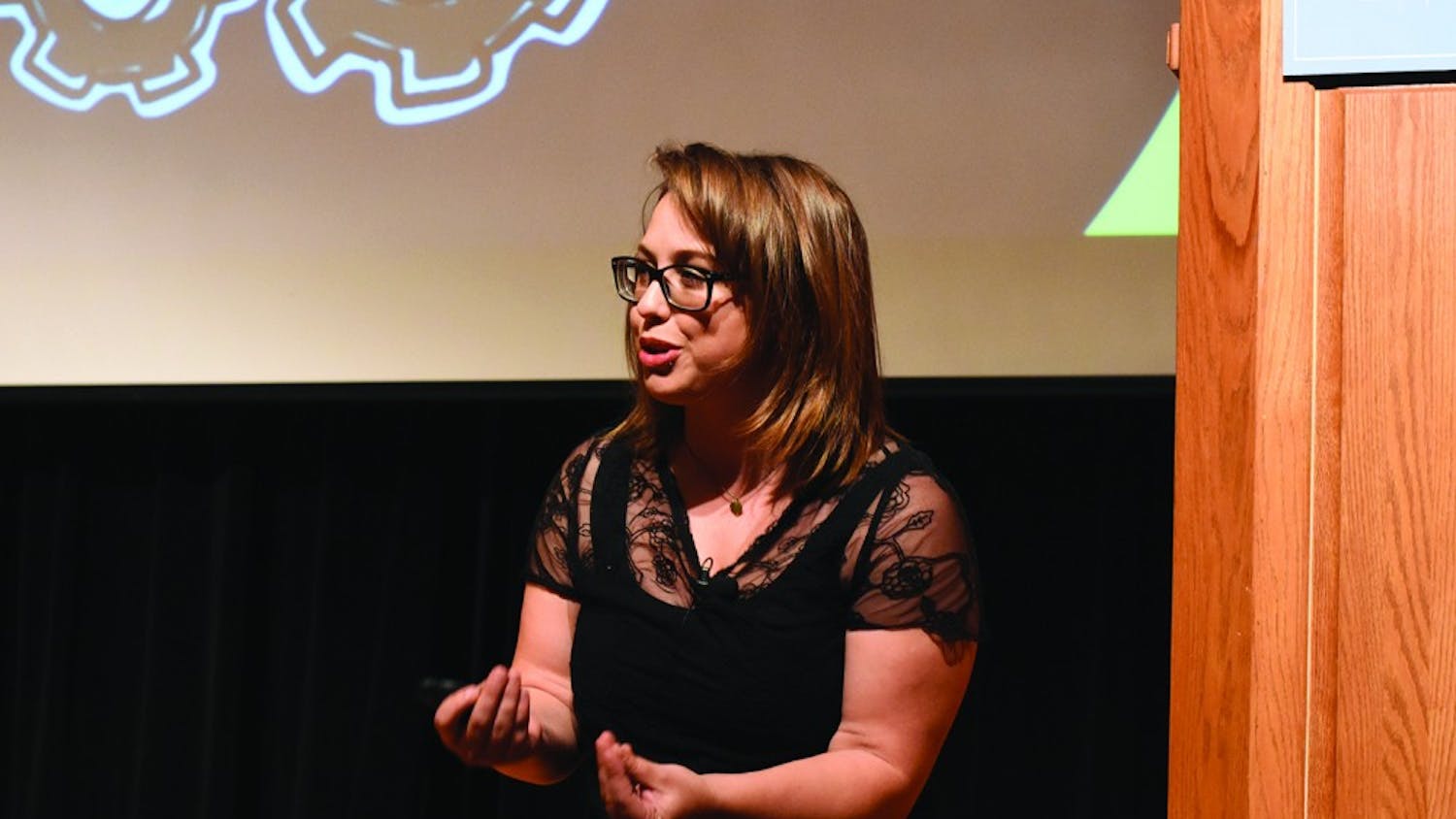 Laci Green gave her talk in the Great Hall about taking down rape culture presented by Delta Advocates.