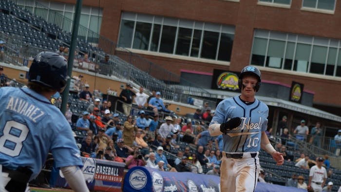 Junior third baseman Mac Horvath trots home to score during the Diamond Heels' 10-2 win over the Virginia Cavaliers on Thursday May 25, 2023.