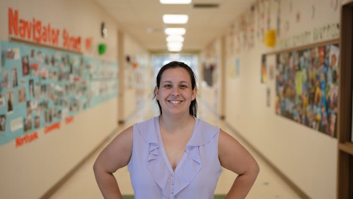 Northside Elementary Counselor, Chantel Click, poses for a portrait at Northside Elementary School  in Chapel Hill, N.C., on Thursday, March 30, 2023.