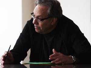 Lewis Black led a workshop for students Thursday. Black, a UNC alumnus, will appear in the Comedy Jam. DTH/Mary Lide Parker