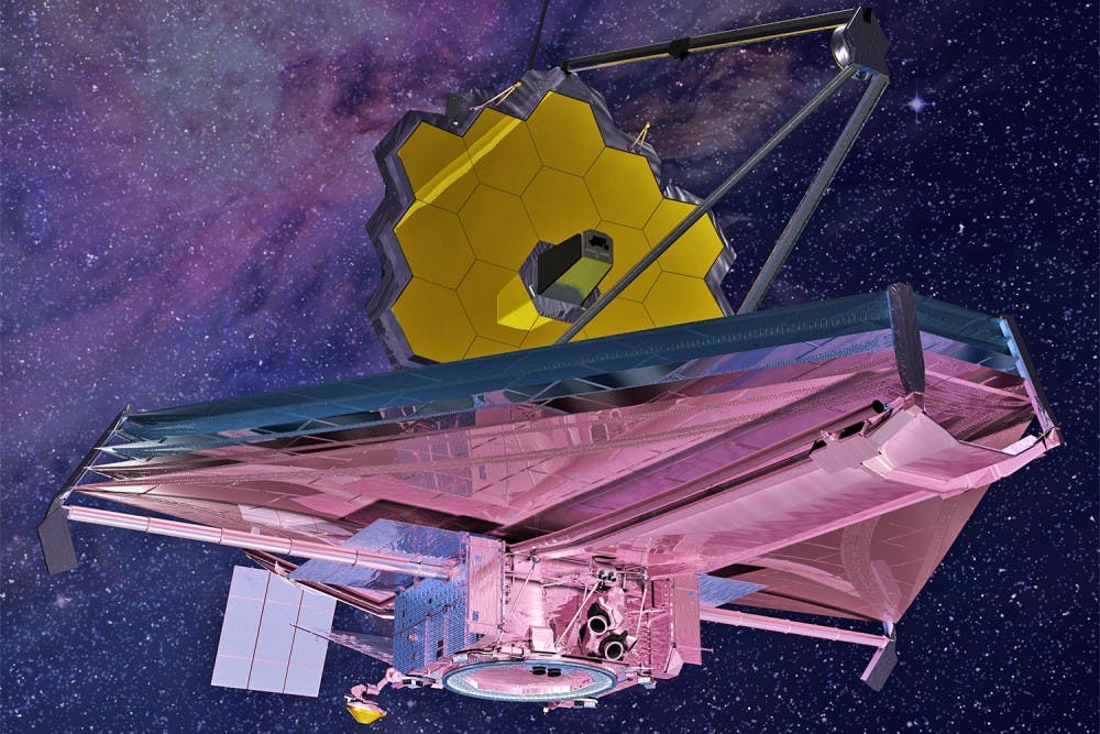 The James Webb Space Telescope is named in honor of a UNC alumnus.  This is an artist’s rendition of the telescope in space (Courtesy of NASA).