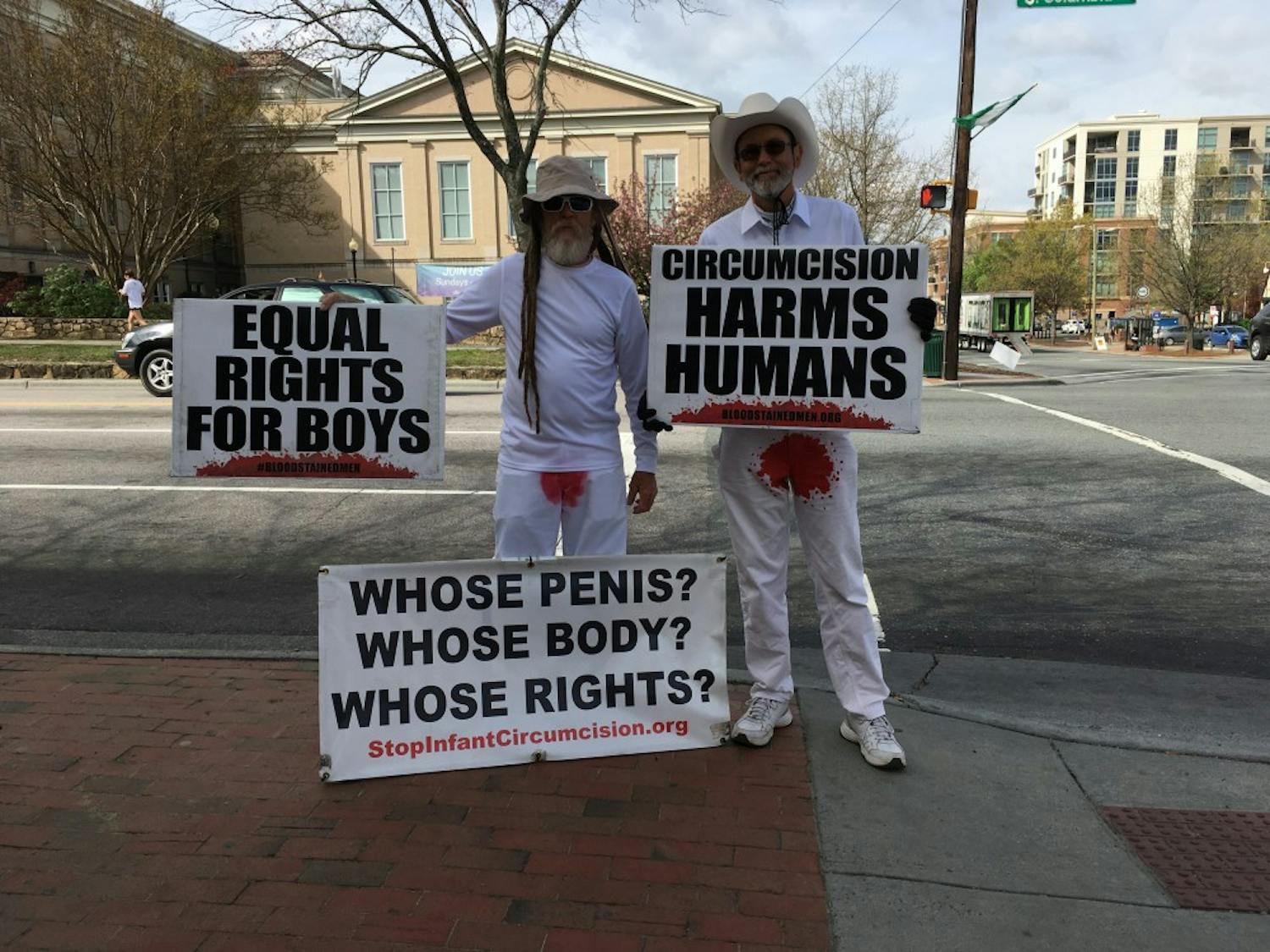 Protestors took to Franklin Street on Wednesday to discuss circumcision.