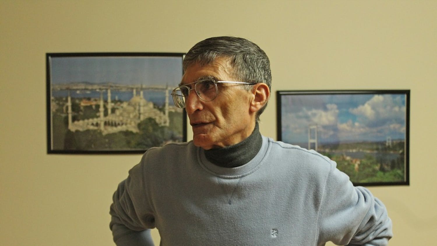 Aziz Sancar stands in the home he owns and runs for students from Turkey to adjust to life at UNC on Wednesday Oct. 28