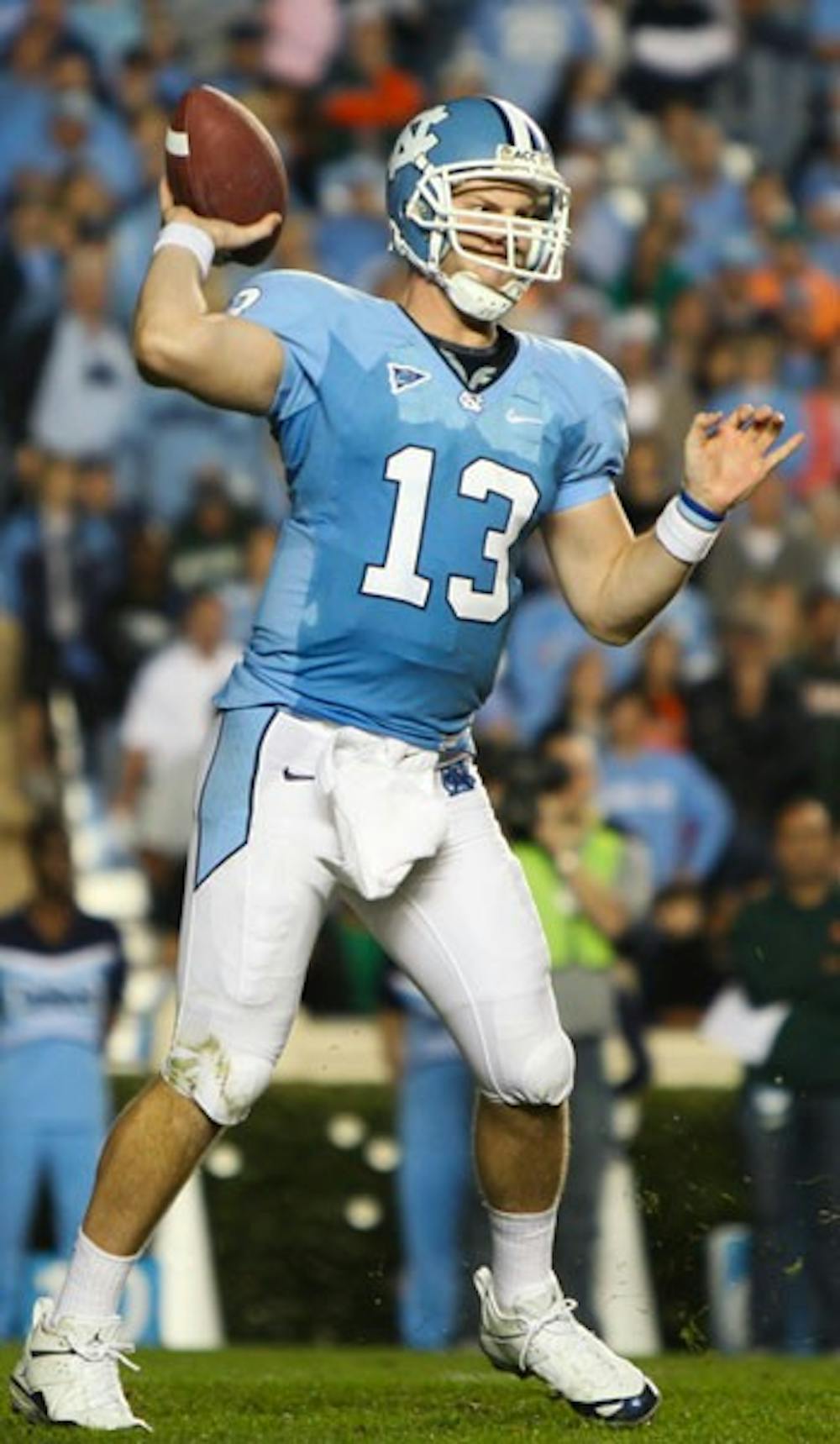 UNC quarterback T.J. Yates threw for 213 yards and one touchdown and did not turn the ball over against Miami. DTH/Phong Dinh