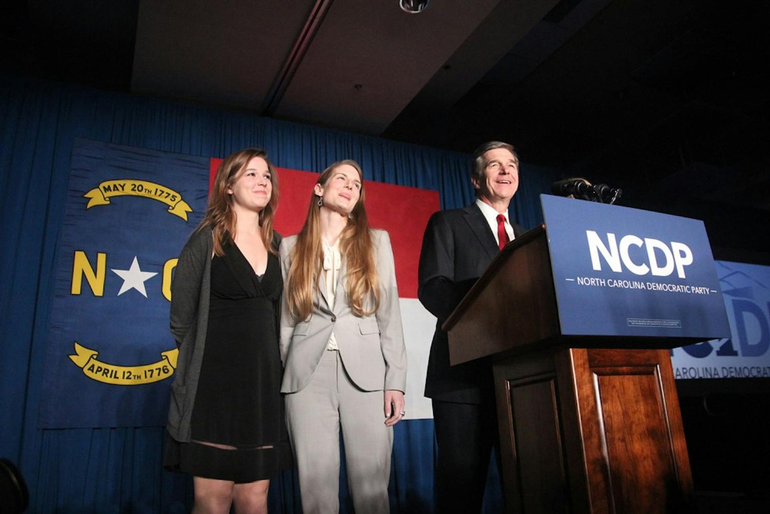 North Carolina Democratic Gubernatorial candidate Roy Cooper speaks at the North Carolina Democratic Party in Raleigh. Cooper officially was announced the winner on Dec. 5.&nbsp;