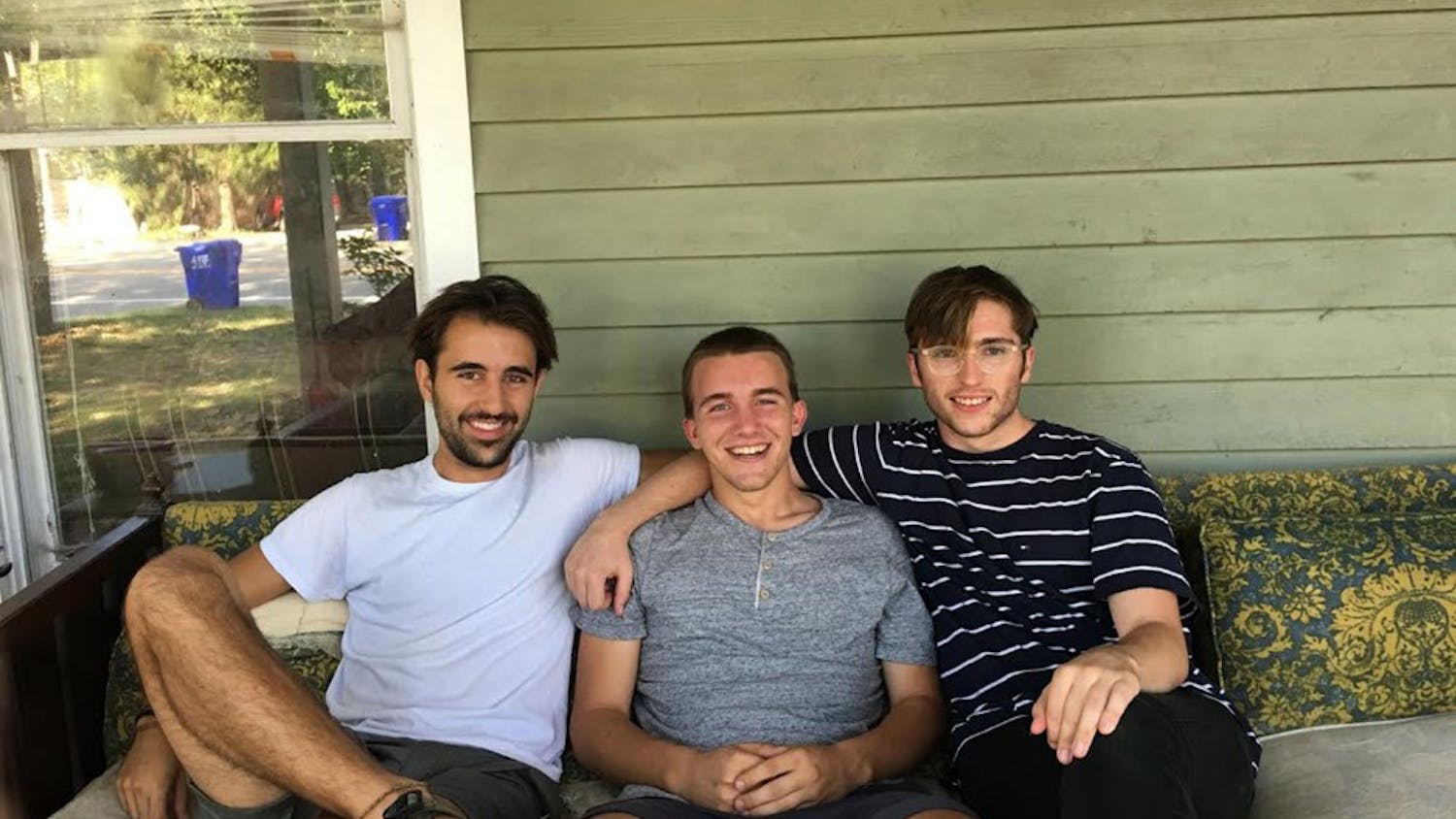 From left, graduate student João Ritter sits with Roof founders Tomas Roy, junior,&nbsp;and Teddy Wilson, a UNC senior. Courtesy of João Ritter.&nbsp;&nbsp;