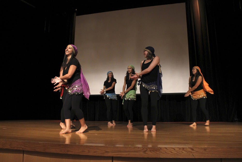 <p>The Persian Cultural Society dance team performs at “1,001 Nights,” an event hosted by the society Thursday allowing students to explore Middle Eastern culture.</p>
