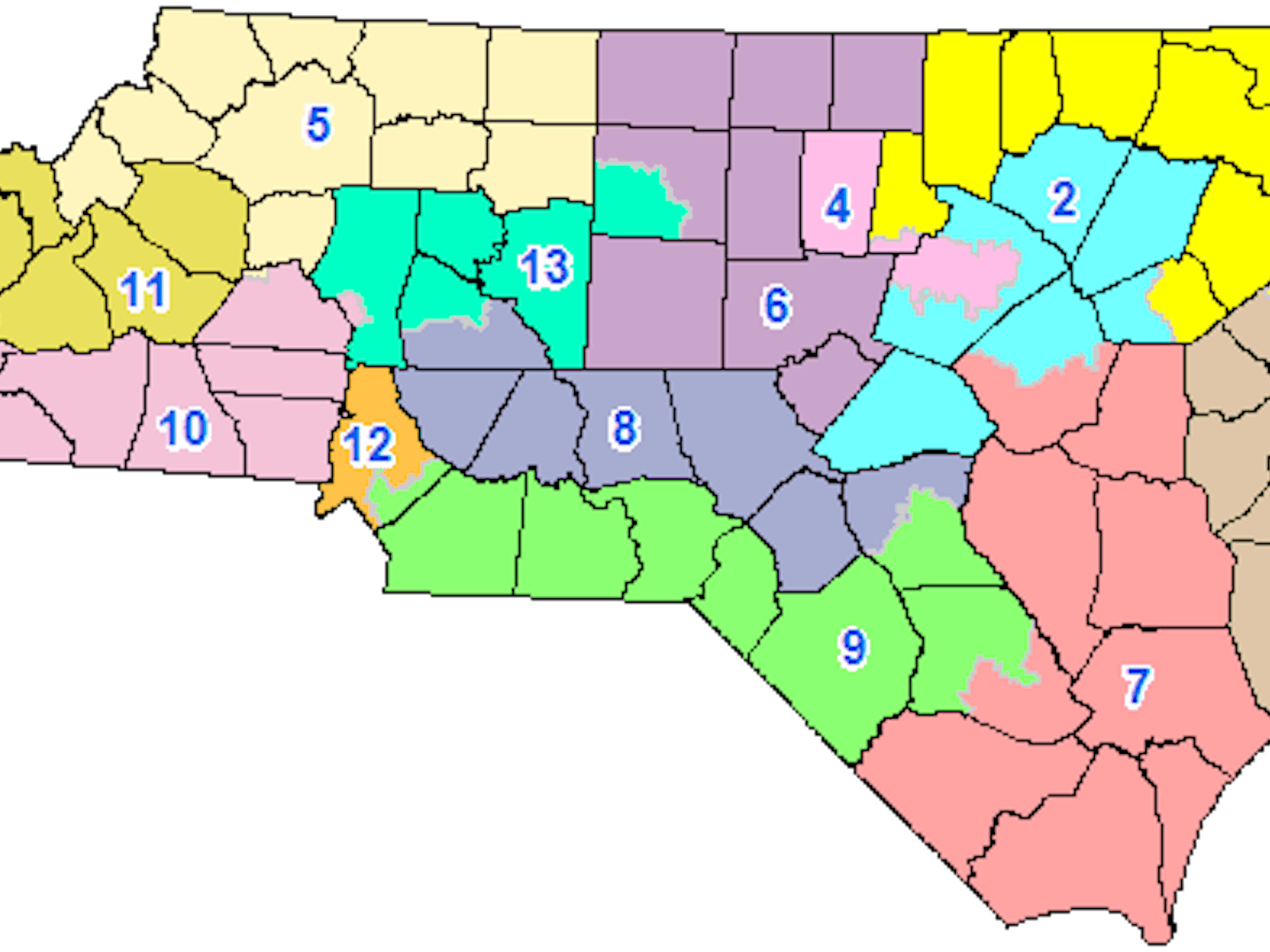 The congressional district plan was enacted on Feb. 19, 2016. It was drawn in response to a ruling by the U.S. District Court for the Middle District of North Carolina. Photo courtesy of the N.C. General Assembly.
