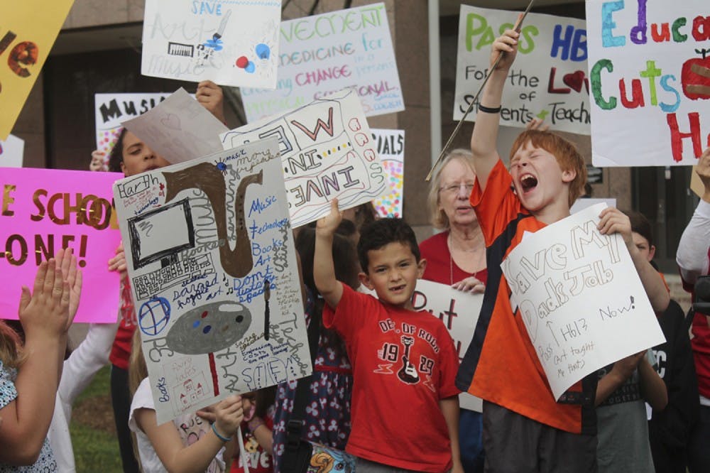 Public school children protest passing the HB13 bill during a protest in Raleigh on April 19.