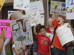 Public school children protest passing the HB13 bill during a protest in Raleigh on April 19.
