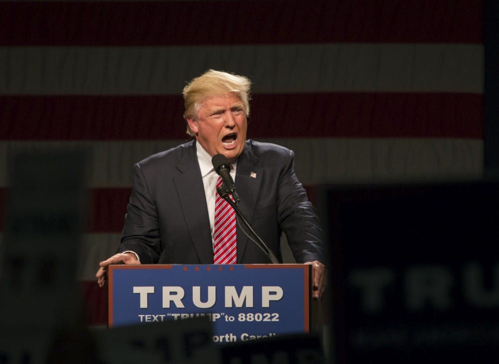 Republican presidential candidate Donald Trump spoke in the Greensboro Coliseum on Tuesday, June 14.