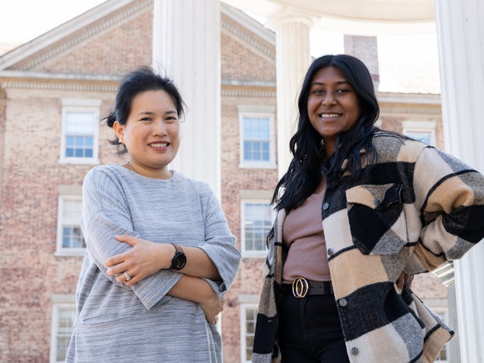 Susan Chung and Misha Mohan pose for a portrait on Feb. 11, 2022. The two CAPS counselors are hosting an open discussion about Asian American mental health on Feb. 16.