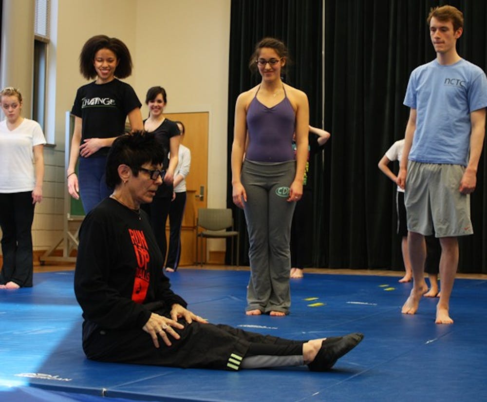 Elizabeth Streb, front, leads a master class Thursday afternoon at the Center for Dramatic Art. DTH/Daixi Xu