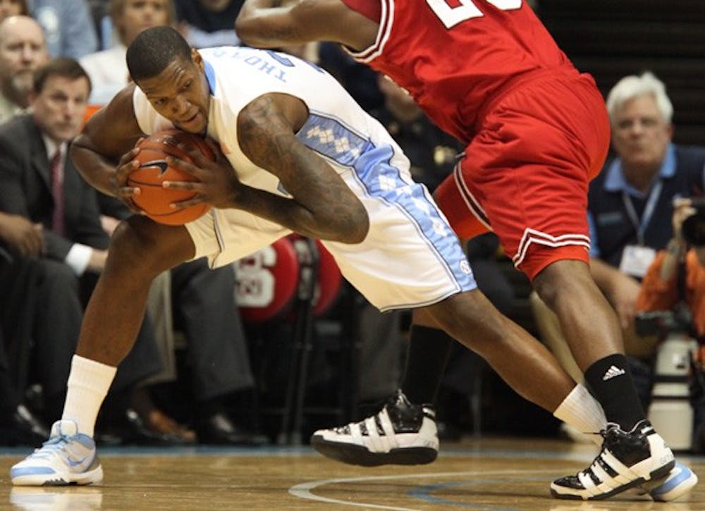 North Carolina senior forward Deon Thompson has suffered two losses in Madison Square Garden. DTH/ Phong Dinh