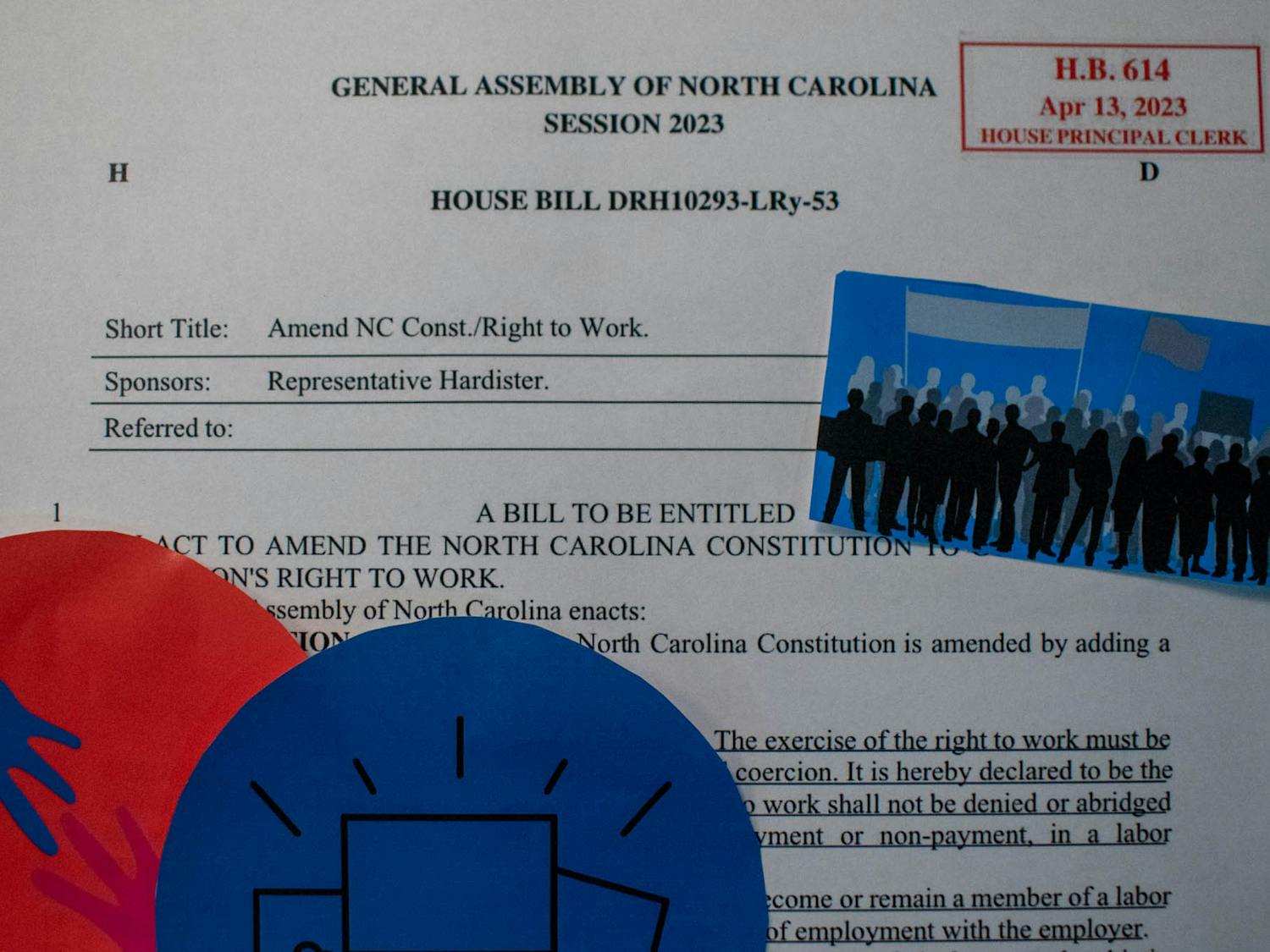 DTH Photo Illustration. The North Carolina General Assembly introduced a bill to amend the North Carolina Constitution and make North Carolina a right to work state.
