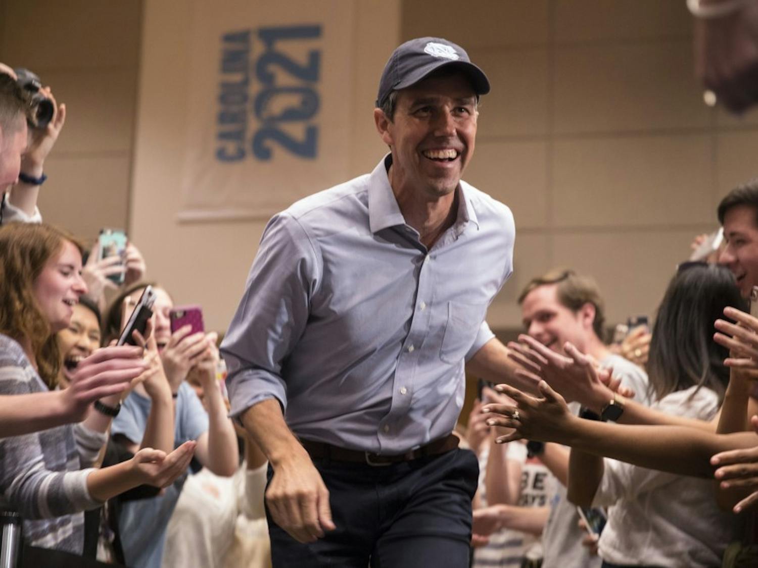 Democratic presidential candidate Beto O'Rourke visits UNC-Chapel Hill on Monday, April 15, 2019 in the Great Hall of the Student Union. The event was hosted by UNC Young Democrats.&nbsp;