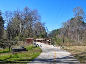 The Morgan Creek Greenway, pictured on March 27, 2022, will be extended to the Carrboro town boundary near Smith Level Road.