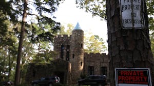 Gimghoul Castle is the headquarters of the Order of Gimghoul, a secret collegiate society in Chapel Hill.  Signs posted outside of the castle warn people to stay off of the property on Tuesday, Oct. 23, 2018.