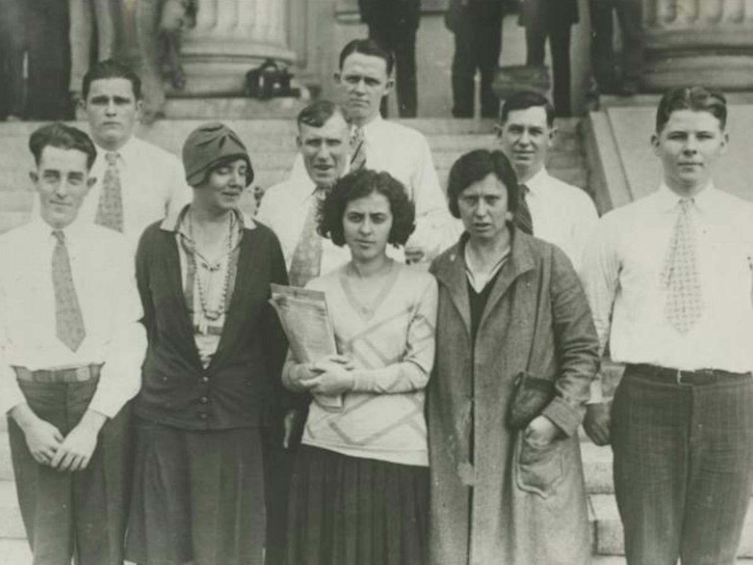 Nine individuals charged with the murder of Gastonia police chief O.F. Aderholt during the Loray Mill Strike were acquitted, October 21, 1929. Photo courtesy of Gaston County Museum of Arts and History.