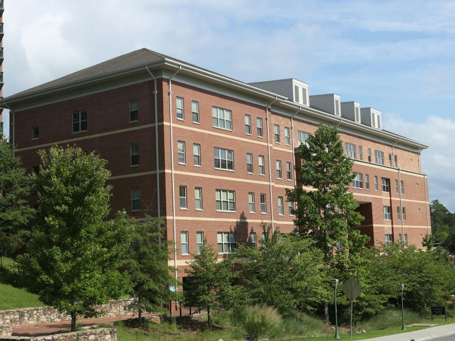 Taylor Hall, also known as Ram Village 4 is a residence hall that is located on South Campus behind the First Year dorm, Hinton James. This is one of the five buildings that makes up the Ram Village Community.i