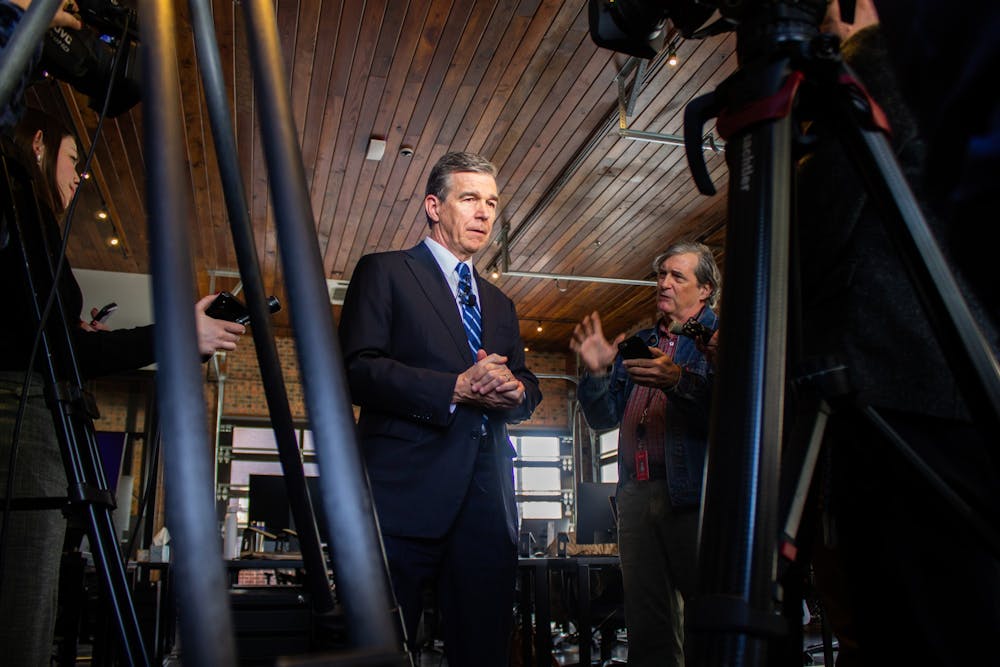 Gov. Roy Cooper visited Chapel Hill on Tuesday, Nov. 19, 2019  to announce that Well Dot Inc., a health technology company, will base its new operations center in the town and create 400 jobs.