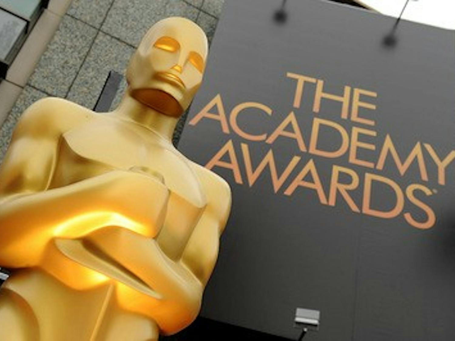 A view of an Oscar statue outside the 84th Annual Academy Awards show at the Hollywood and Highland Center in Los Angeles on February 26, 2012. (Lionel Hahn/Abaca Press/TNS)
